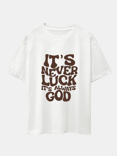 Dolores® | God Slogan Print Drop Shoulder Oversize T-Shirt