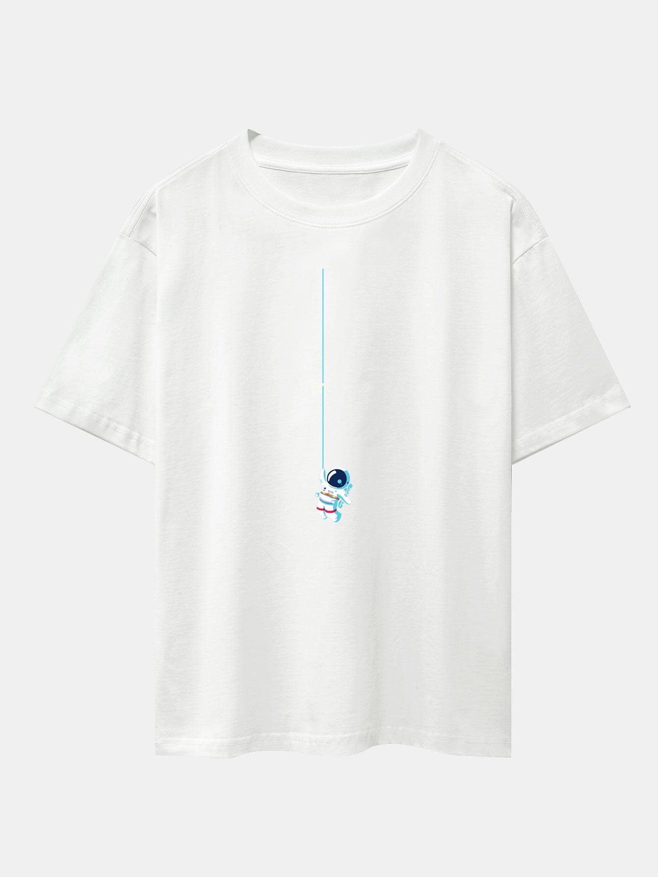 Kevin® | Astronaut On A Rope Print Drop Shoulder Oversize T-Shirt