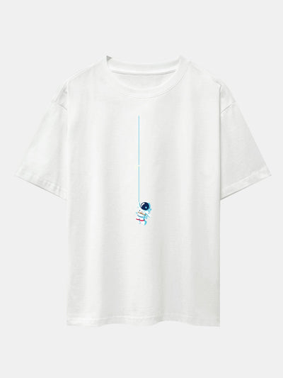 Lino® | Astronaut On A Rope Print Drop Shoulder Oversize T-Shirt