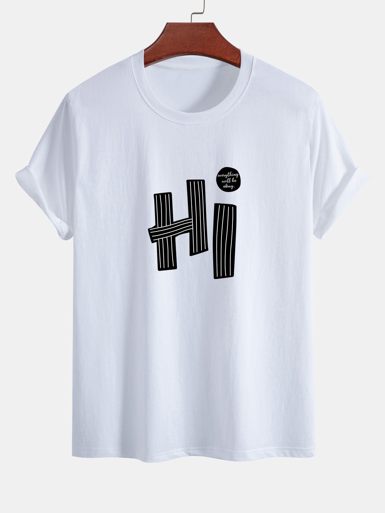 Mercurio® | Hi Slogan Lines Print Cotton T-Shirt