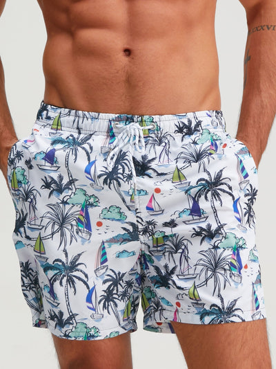 Bernardo® | Palm Tree Sailboat Print Swim Shorts
