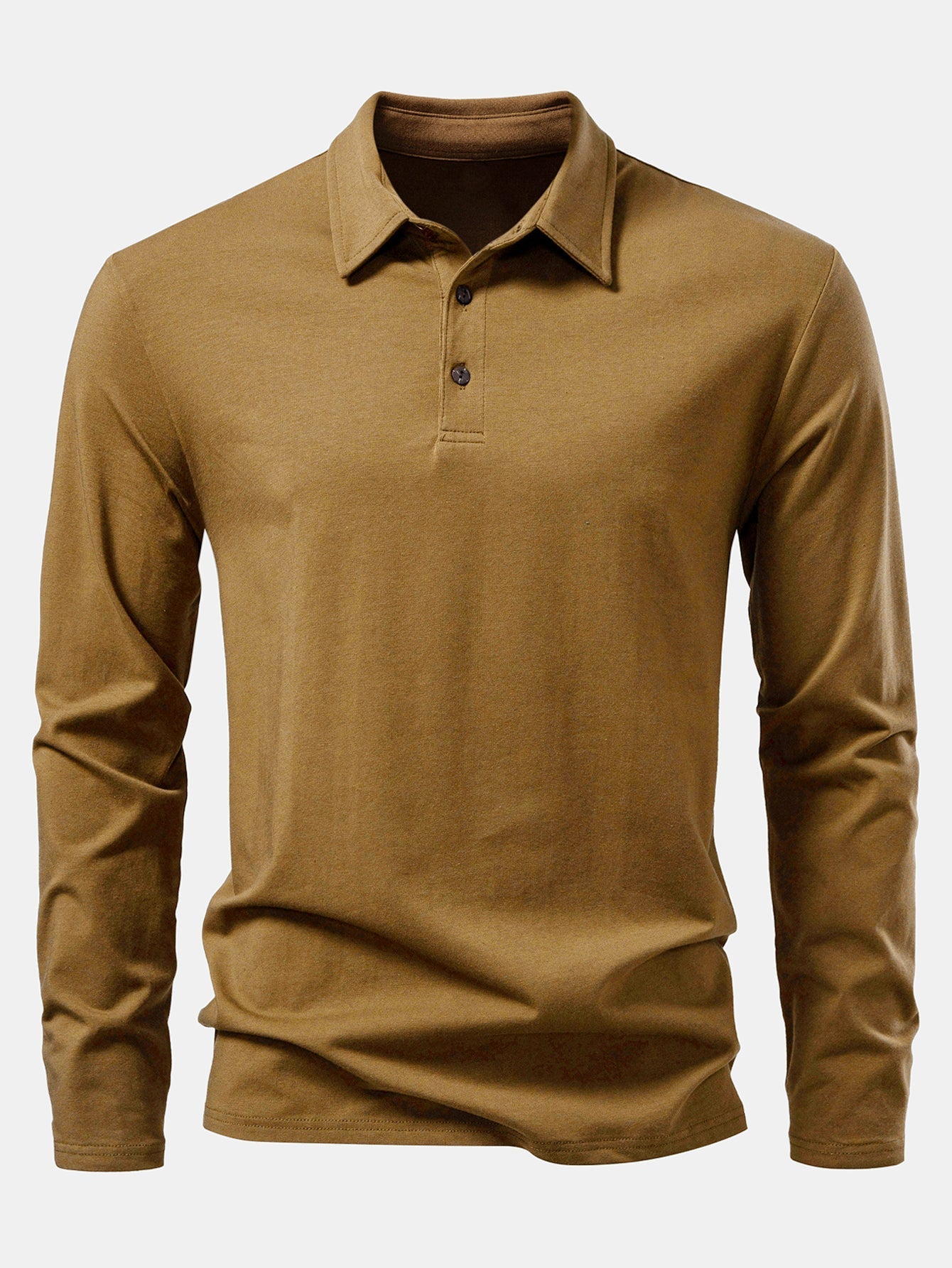 Livio® | Solid Long Sleeve Cotton Polo Shirt