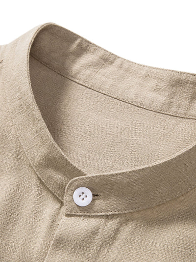 Maurice® | Linen And Rayon Blend Stand Collar Shirt