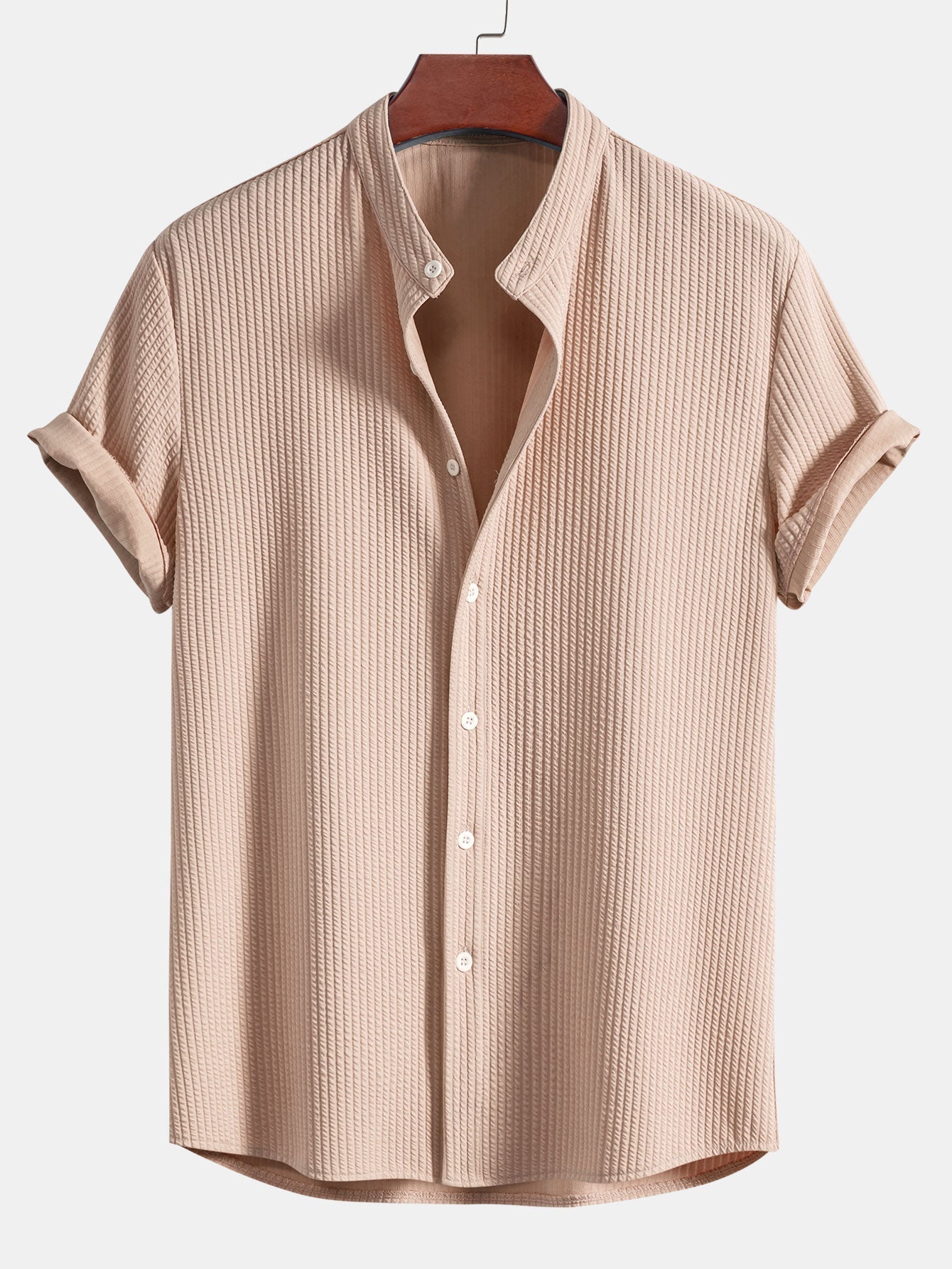 Tobías® | Muscle Fit Ribbed Stand Collar Shirt