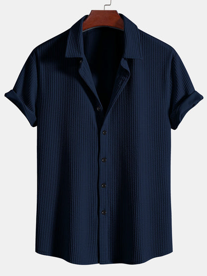 Adalberto® | Muscle Fit Ribbed Button Up Shirt