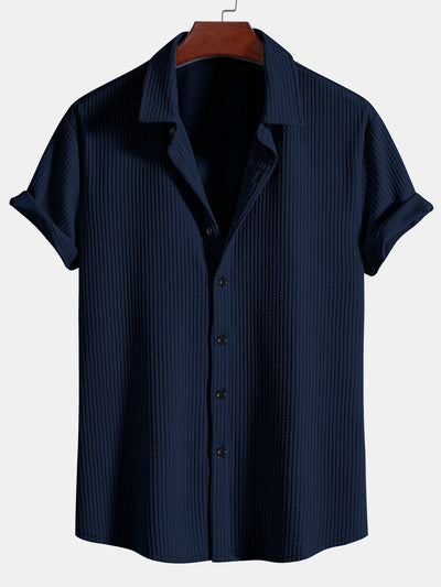 Adalberto® | Muscle Fit Ribbed Button Up Shirt