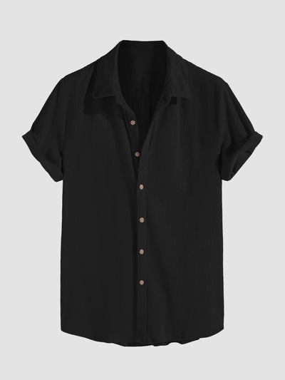 Aimeric® | Corduroy Button Up Short Sleeved Shirt