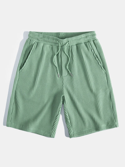 William® | Waffle Button Up Shirt & Drawstring Knitted Waffle Shorts