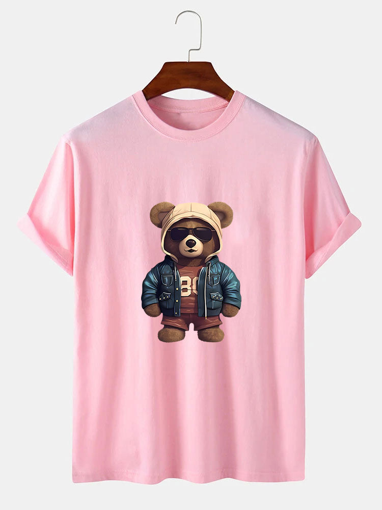 Agustín® | Bear In Leather Jacket Print T-Shirt