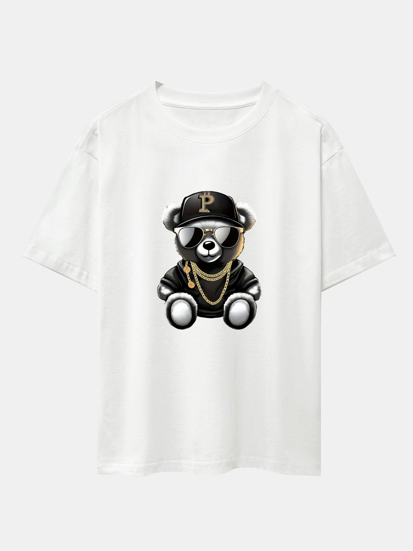 Miqueas® | Hip Hop Bear Print Drop Shoulder Oversize T-Shirt