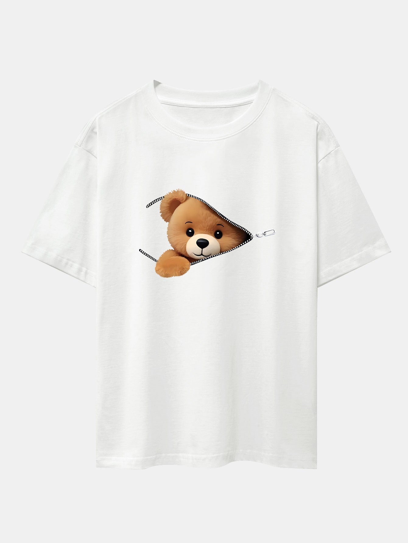 Gumersindo® | Zipper Bear Print Drop Shoulder Oversize T-Shirt