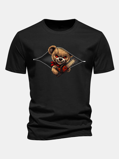 Jabes® | Regular Fit Halloween Zipper Evil Bear Print Cotton T-Shirt