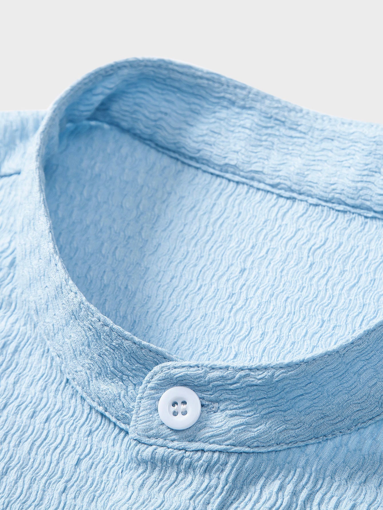 Yaxkin® | Muscle Fit Wrinkled Textured Stand Collar Shirt