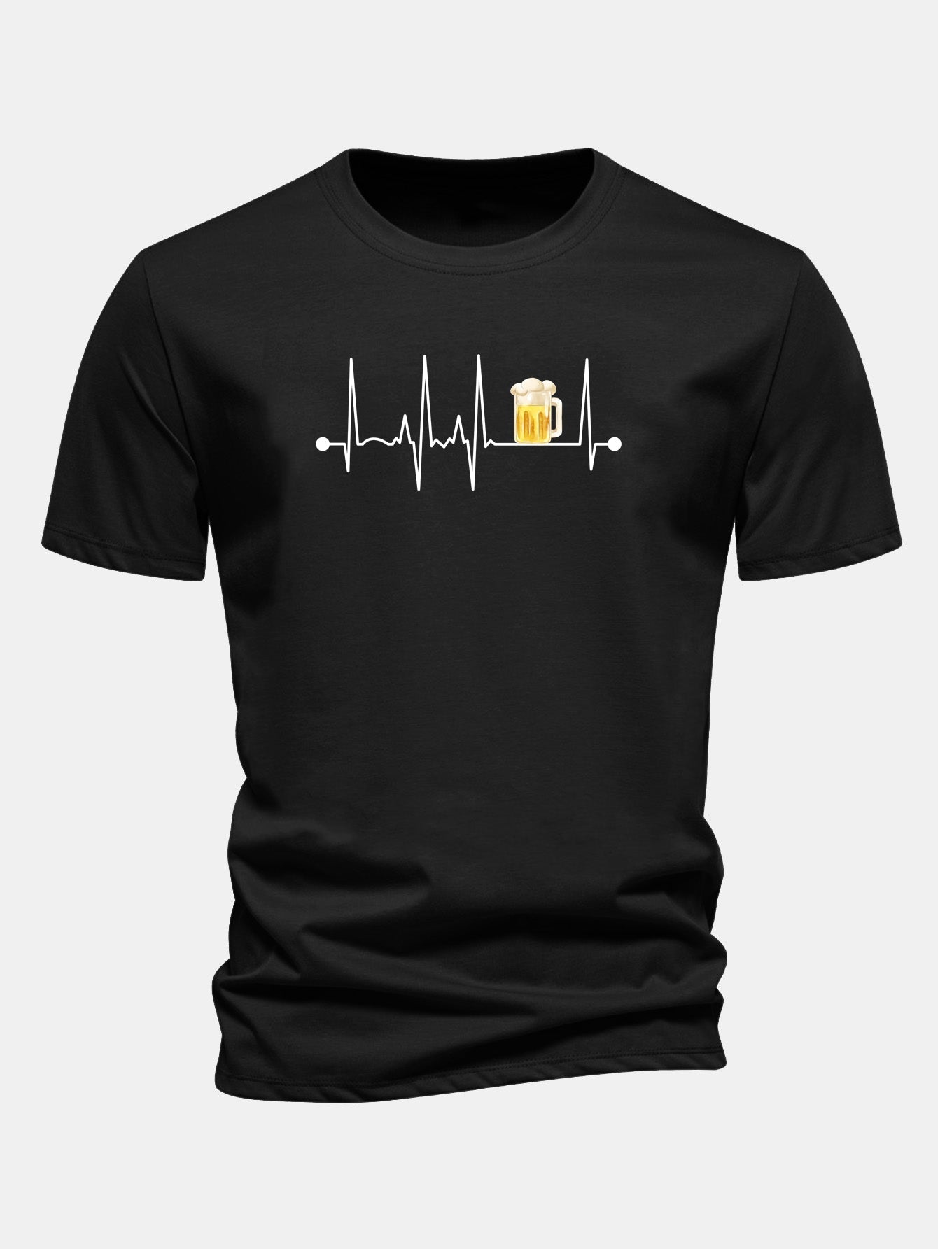 Jericó® | Regular Fit Beer Heartbeat Print Cotton T-Shirt