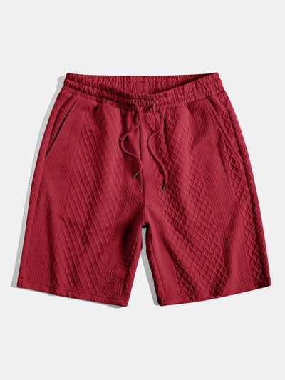 Adelin® | 3 Pieces Diamond Geometric Jacquard Drawstring Shorts