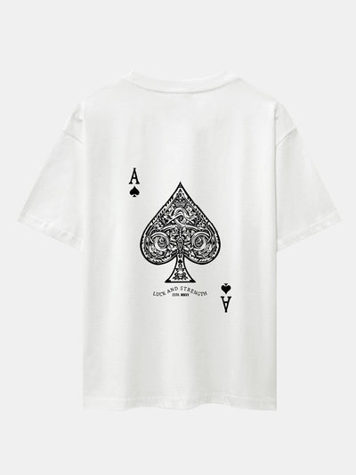 Ahab® | Ace Of Spades Print Drop Shoulder Oversize T-Shirt