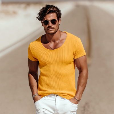 Rudolph | Men'S Spring And Summer Casual Round Neck Slim Fit Knitted Short Sleeve T-Shirt