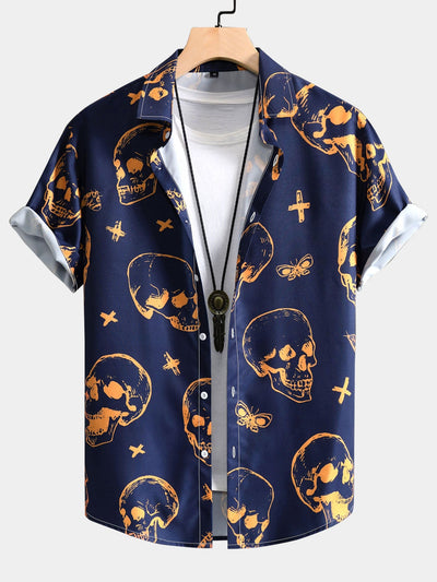 Ariel® | Skull Print Button Up Shirt