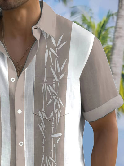 Macario® | Short Sleeve Shirt With Bamboo Print And Color Block