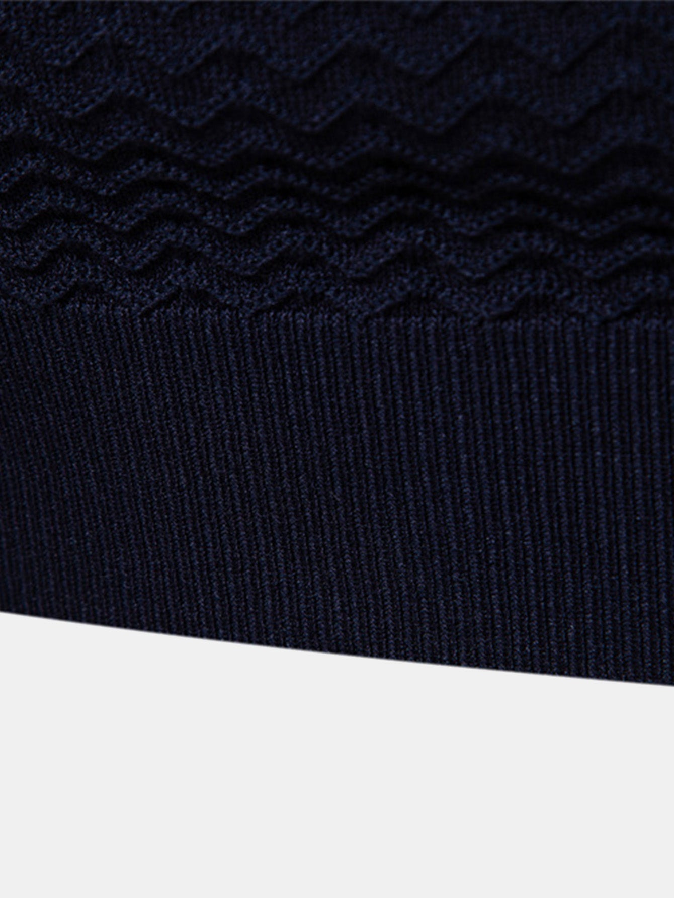 Cameron | Contrast Textured Jacquard Knit Zip Up Polo Shirt