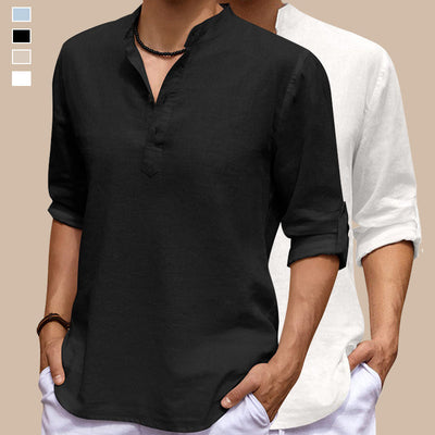 Jourdain® | Casual Solid Color Long-Sleeved Shirt With Stand-Up Collar