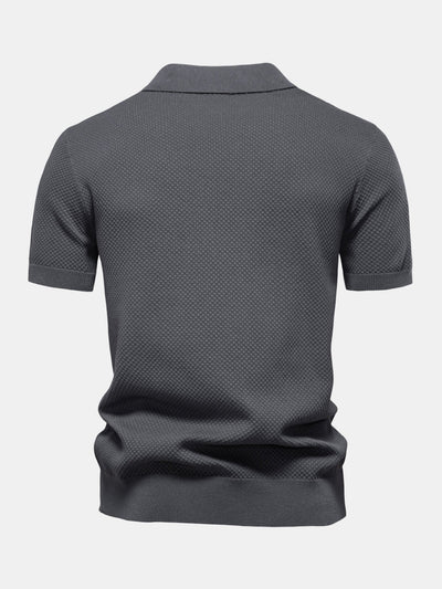 Lincoln | Pineapple Texture Knit V Neck Polo