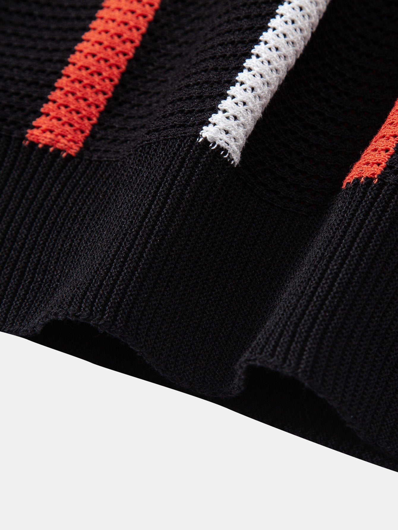 Isaac | Striped Knit Zip Up Polo Shirt