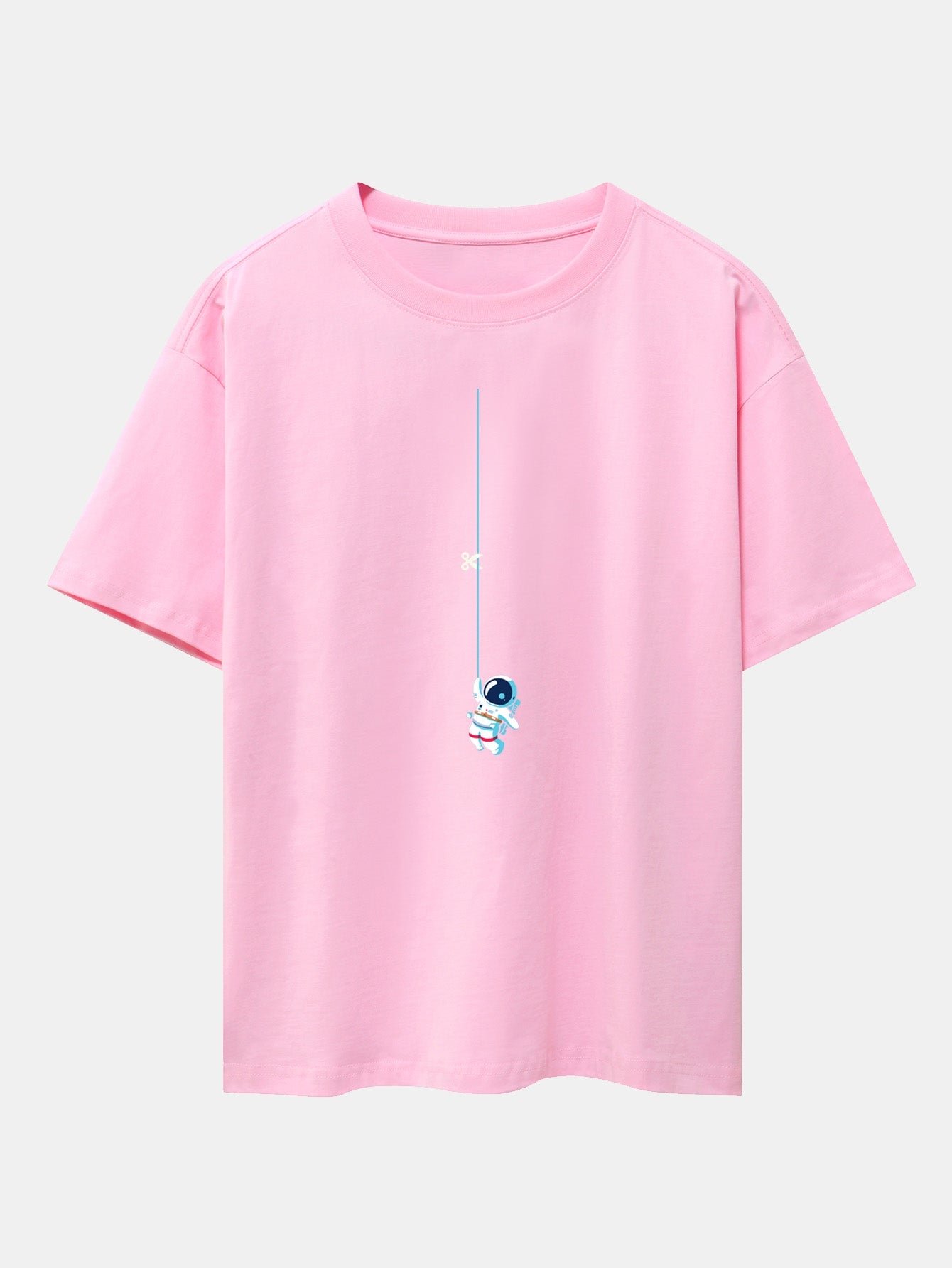 Kevin® | Astronaut On A Rope Print Drop Shoulder Oversize T-Shirt