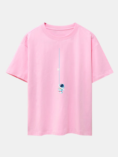 Kevin® | Astronaut On A Rope Print Drop Shoulder Oversize T-Shirt