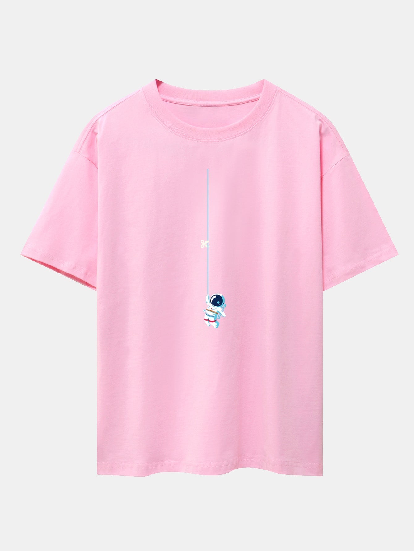 Lino® | Astronaut On A Rope Print Drop Shoulder Oversize T-Shirt