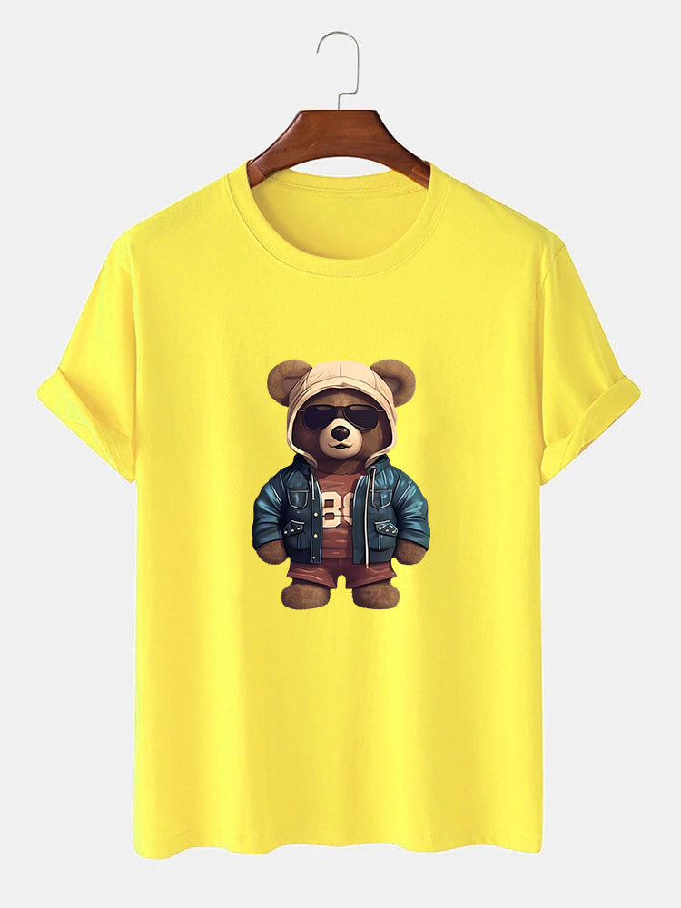 Agustín® | Bear In Leather Jacket Print T-Shirt