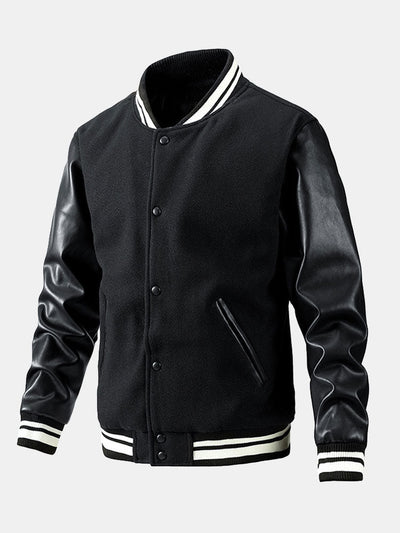 Grayson | Contrast Wool Look PU Baseball Jacket