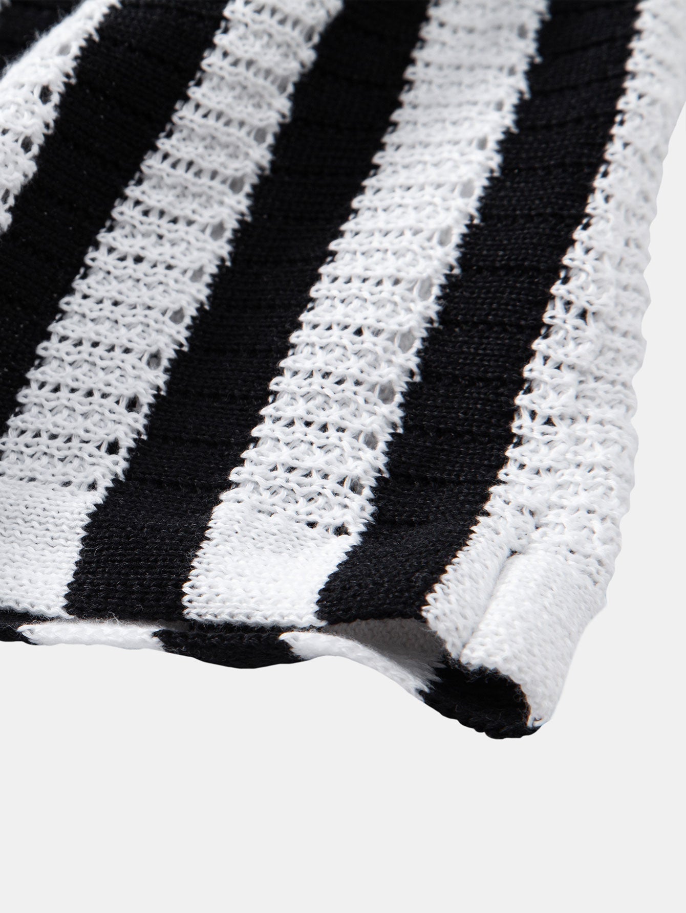 hola CROCHET STRIPED GRADIENT SHOULDER SHIRT & STRAIGHT LEG LINEN PANTS