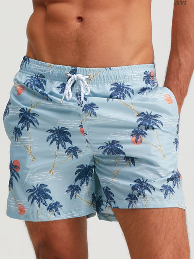Bonifacio® | Palm Tree Sunset Print Swim Shorts