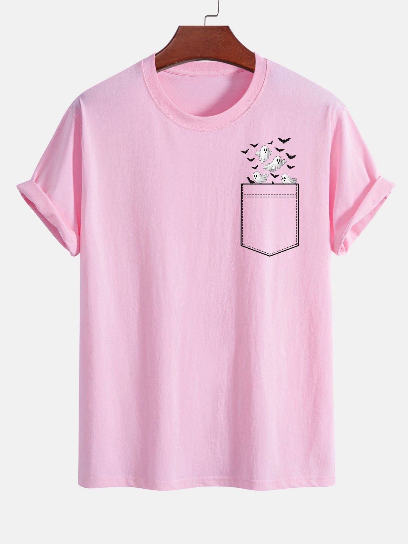 Barnaby® | Regular Fit Pocket Bat Ghost Print Cotton T-Shirt