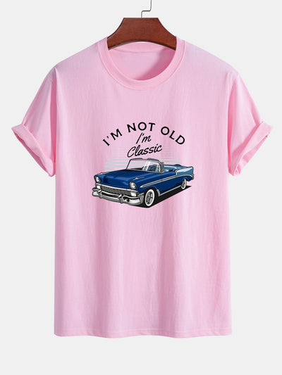 Mencio® | Car Slogan Print Cotton T-Shirt