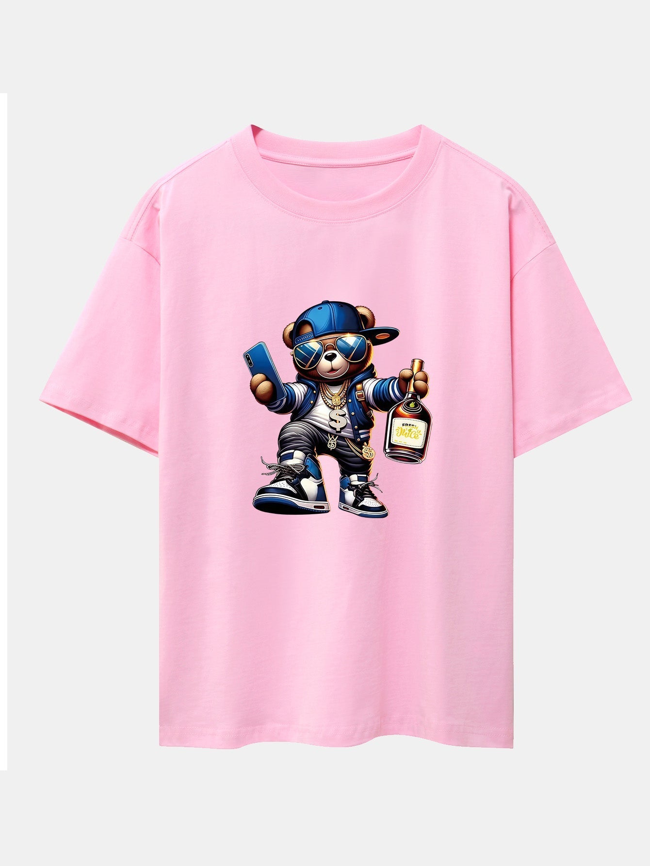 Melquíades® | Hip Hop Bear Print Drop Shoulder Oversize T-Shirt