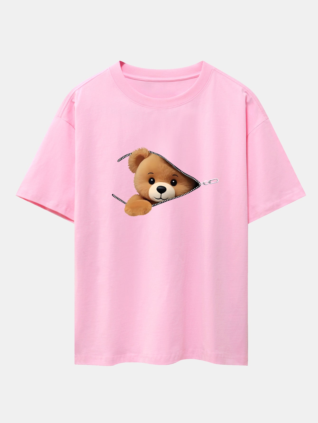 Gumersindo® | Zipper Bear Print Drop Shoulder Oversize T-Shirt