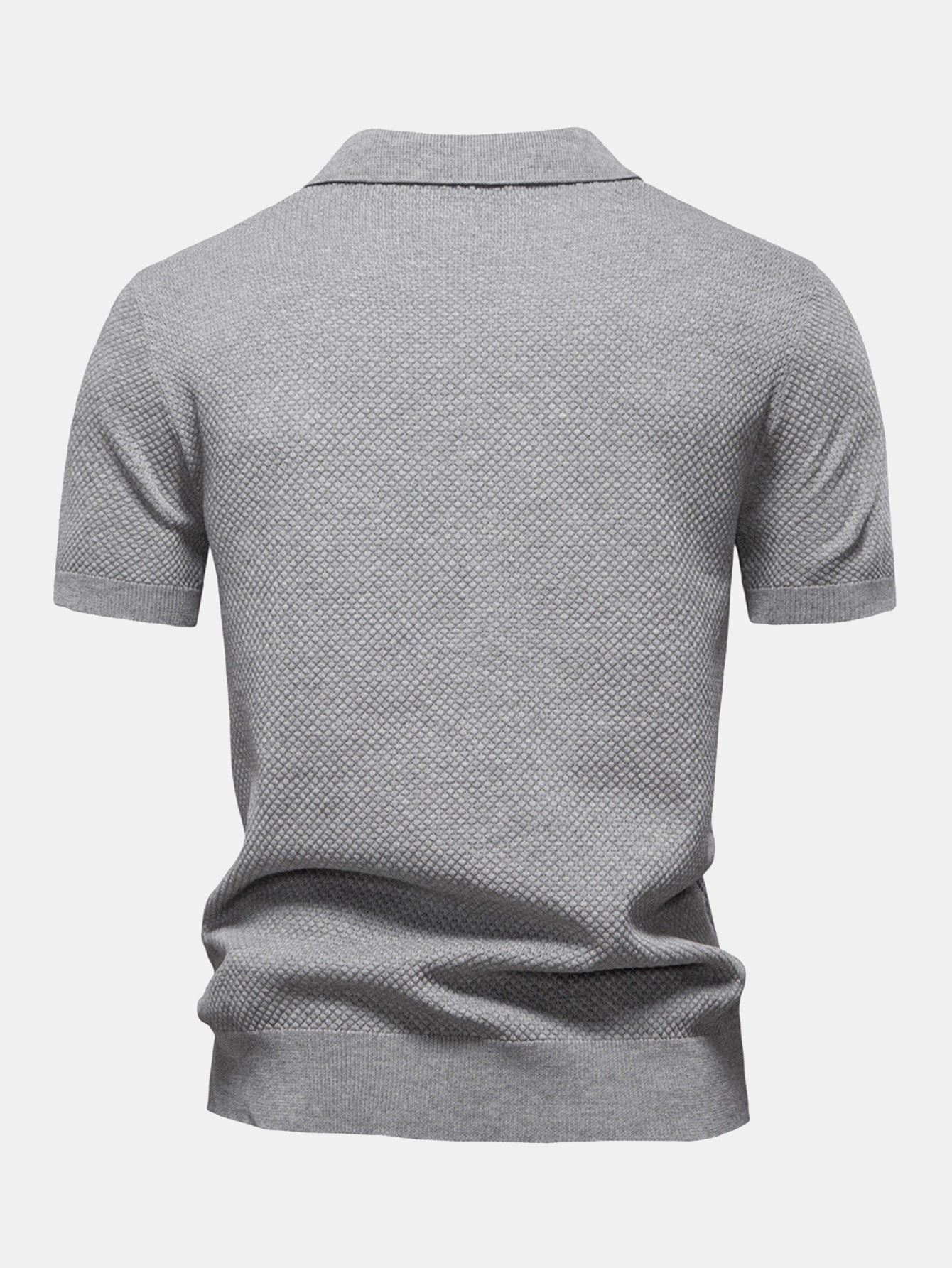 Jayden | Pineapple Texture Knit V Neck Polo Shirt