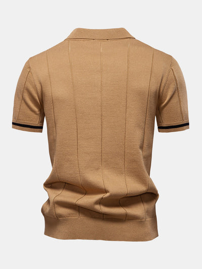 Grayson | Contrast Trim Zipper Knit Polo Shirt
