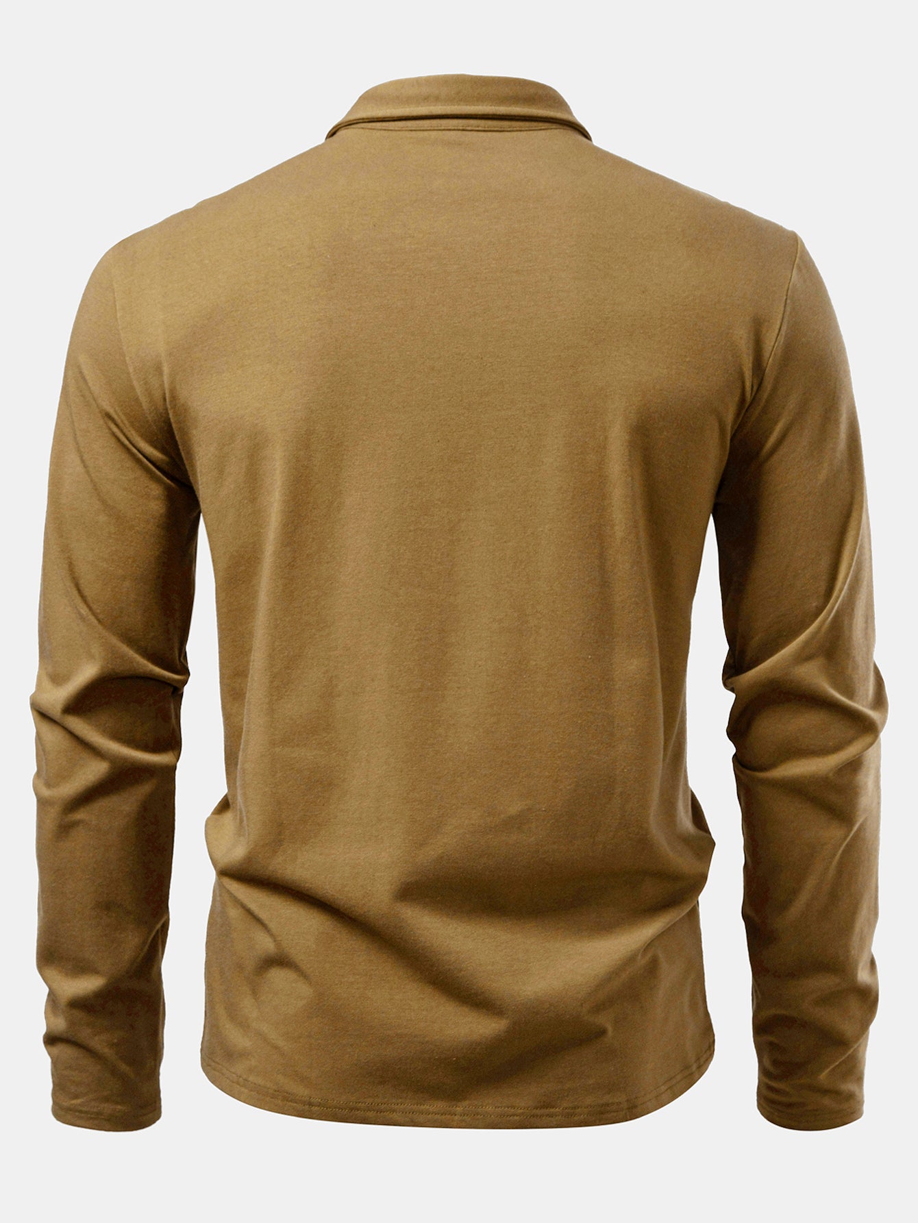 Liam | Solid Long Sleeve Cotton Polo Shirt