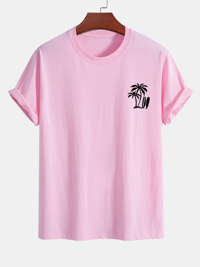 Darío® | Palm Tree Surfboard Print Cotton T-Shirt
