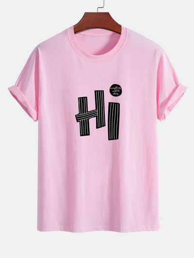 Mercurio® | Hi Slogan Lines Print Cotton T-Shirt