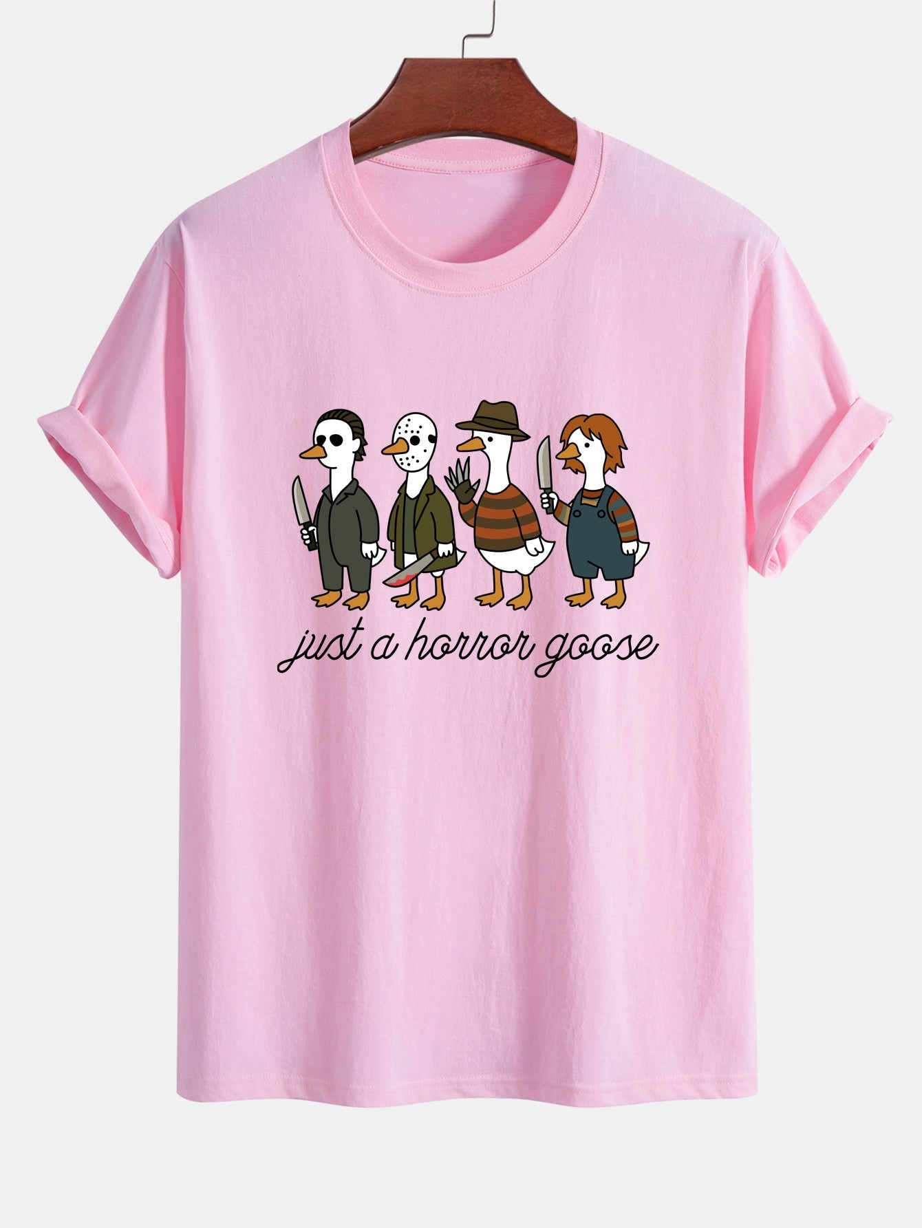 Jaber® | Regular Fit Halloween Horror Goose Print Cotton T-Shirt