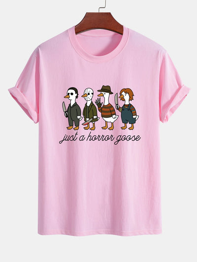 Jaber® | Regular Fit Halloween Horror Goose Print Cotton T-Shirt