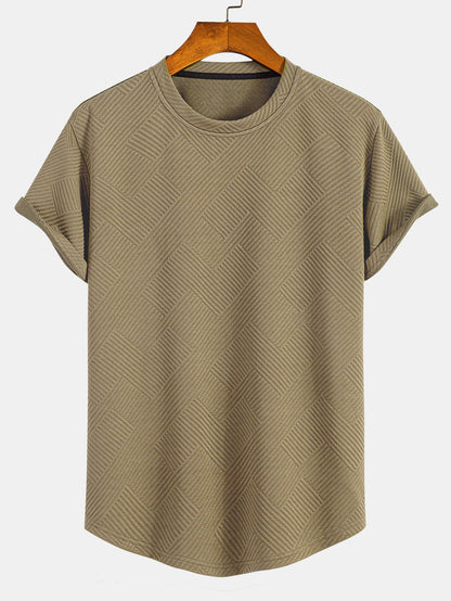 Zacarías® | Short Sleeve Stripe Jacquard Arc Hem T-Shirt