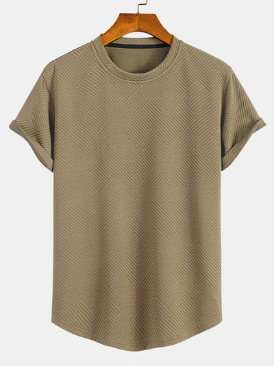 Zacarías® | Short Sleeve Stripe Jacquard Arc Hem T-Shirt