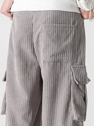 Laudelino® | Relaxed Fit Drawcord Hem Corduroy Cargo Pants
