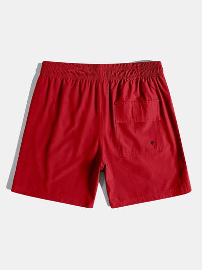 Todd® | Abstract Print Button Up Shirt & Solid Drawstring Swim Shorts