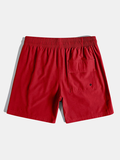 Afan® | Abstract Print Button Up Shirt & Solid Drawstring Swim Shorts